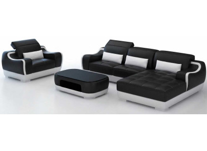 Elegantes Schwarzes Ecksofa L Form Wohnzimmer Sessel Couchtisch Design