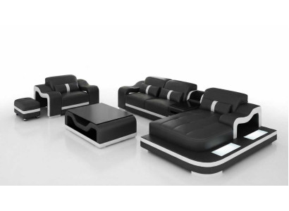 Modernes Ecksofa Schwarz L Form Sessel Couchtisch Wohnzimmer Premium