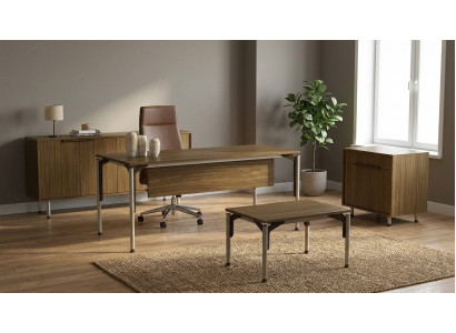 Schreibtisch Set Braun Modern Arbeitszimmer Möbel Komplett