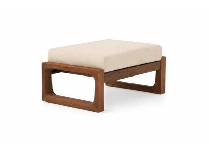 Hocker Beige Polsterhocker Braun Holzgestell Wohnzimmer