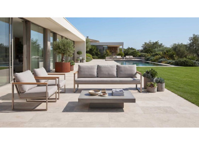 Modernes Gartenmöbel Set Sofa 2 Sessel Couchtisch Terrasse
