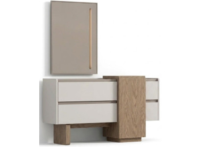 Moderner Weißer Schminktisch Holz Glas Schlafzimmer Kosmetikspiegel