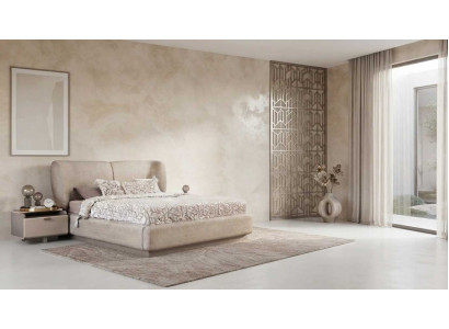 Bett Nachttisch 2tlg Set Doppelbett Beige Modern Elegant Edel