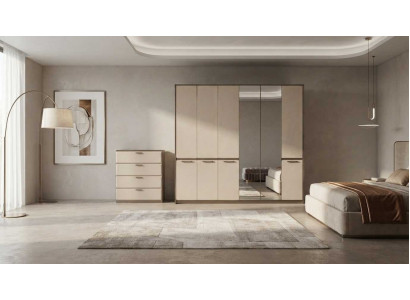Kleiderschrank Kommode Spiegelschrank Beige Modern Elegant Edel