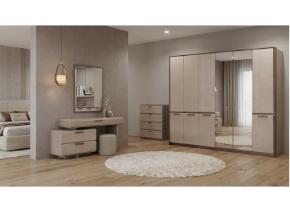 Kleiderschrank Schminktisch Kommode Hocker Beige Modern Edel Set