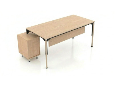 Großes Büro Set Beige hochwertig Holz Schreibtisch Kommode