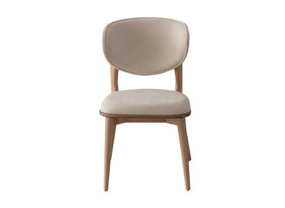 Stuhl Beige Textil Holz Modernes Design Elegant Komfort Esszimmer