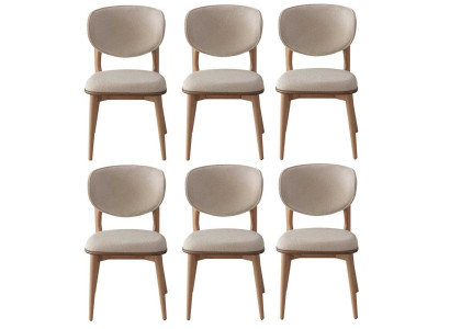 6x Stühle Beige Textil Holz Modernes Design Elegant Komfort Esszimmer