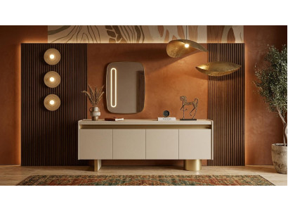 Stilvoll Weißes Sideboard Holz Spiegel Elegantes Stauraummöbel