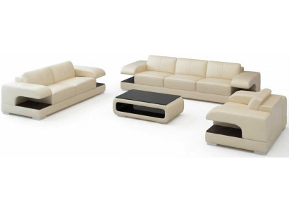 Modernes Beige Sofa Set 3+2+1 Sitzer Couchtisch Wohnzimmer Luxus