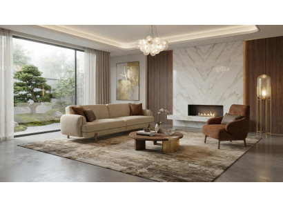 Sofa Garnitur 4-Sitzer Sessel Modern Mehrfarbig Bequem Couch