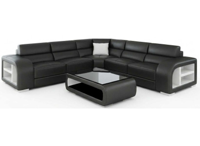 Schwarzes Ecksofa Wohnzimmer Set Couchtisch Modernes Design Premium