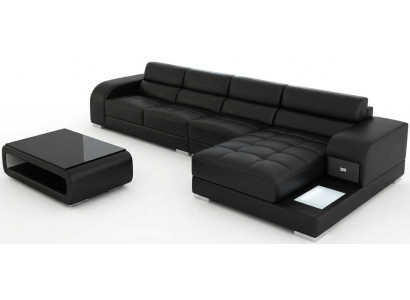 Schwarze Wohnlandschaft L Form Sofa Couchtisch Set Modern Premium Design