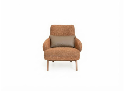 Sessel Modern Braun Bequem Lounge Polster Wohnzimmer Holz