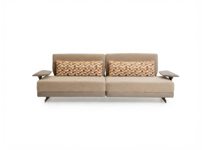 Sofa 4-Sitzer Modern Beige Bequem Couch Polstersofa Holz