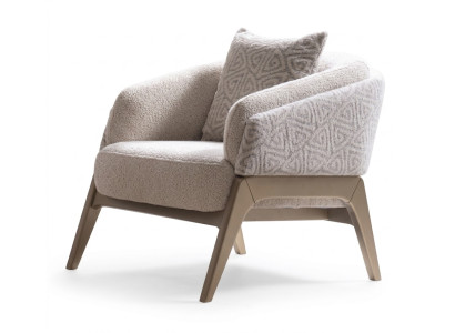 Sessel Beige Textil Holz Modern Abstraktes Muster Gepolstert Komfort