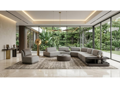 Sofa Garnitur Ecksofa Sessel Modern Grau Bequem Couch Polster Lounge