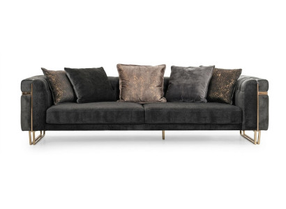 Sofa Modern Schwarz Glamourös Samtartig Fließend Raffiniert