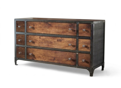 Industrial Kommode Sideboard 9 Schubladen Vintage Design Holz Metall
