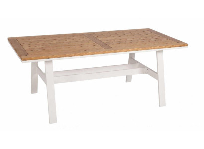Moderner Gartentisch Esstisch Braun Weiß Holz Terrasse Gartenmöbel