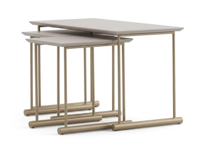 Couchtisch Set Beige MDF Edelstahl Modern Verschachtelbar Einfarbig Design