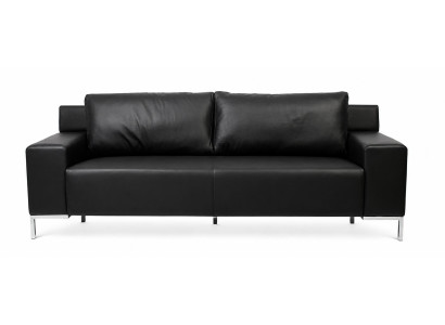 Modernes Schwarzes Ledersofa Wohnzimmer Zweisitzer Elegantes Design