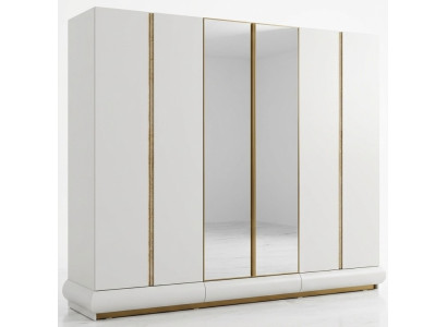 Modernes Kleiderschrank Spiegelschrank 269cm Schlafzimmer Beige Gold