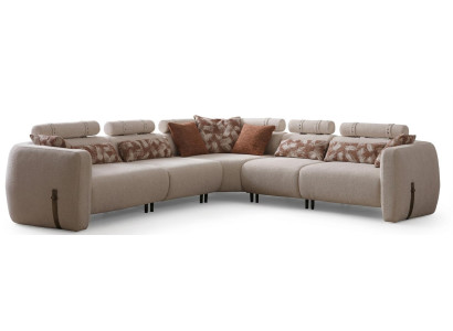 Ecksofa Modern Beige Langlebig Robust Weich Neutral Schlicht