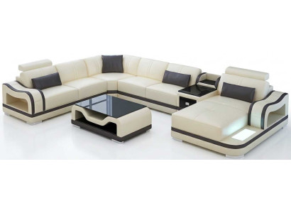 Beige Wohnlandschaft U Form Couchtisch Modern Luxus Polstersofa Design