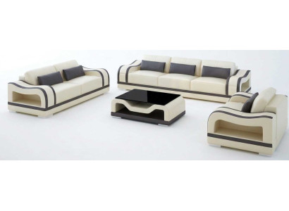 Beige Polstergarnitur 3+2+1 Sitzer Couchtisch Modern Wohnzimmer Luxus