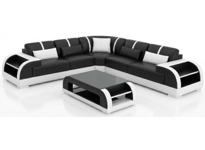 Schwarze Wohnlandschaft L Form Couchtisch Modern Komfort Polstermöbel