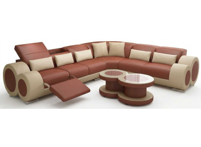 Braunes Ecksofa L Form Couchtisch Komfort Wohnzimmer Design Möbelset