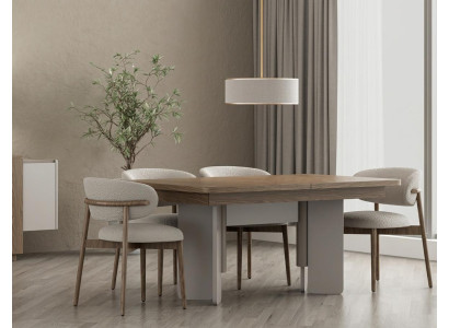 Moderner Esstisch 4er Stuhl Set Holz Textil Esszimmer Luxus Design