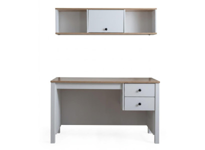 Weißer praktischer Schreibtisch Holz Jugendzimmer modern Regale 2 Teile