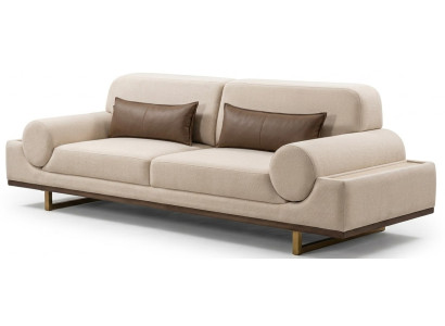 Modernes 4er Sofa Viersitzer Couch Wohnlandschaft Luxus Beige Gold