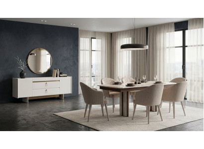 Modernes Esszimmer Set Konsole Wandspiegel Tisch 6x Stühle Design