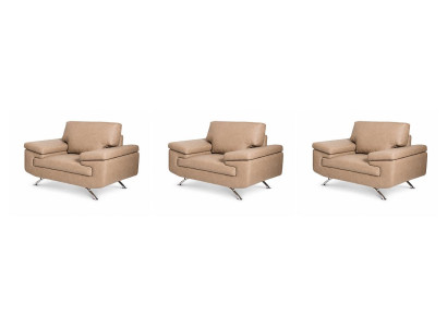 Drei Sessel Kunstleder Beige Metallgestell Modern Elegant Komfortabel