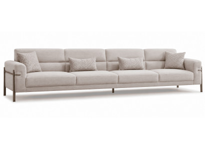 4-Sitzer Sofa Beige Textil Edelstahl Modern Einfarbig Zeitgenössisch