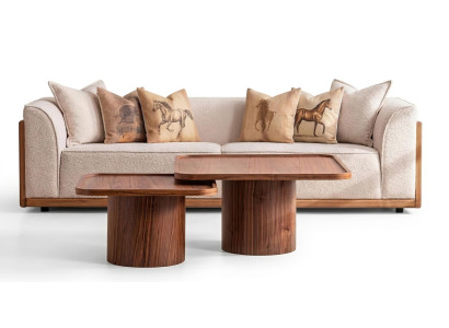 Sofa Garnitur Kaffeetisch Modern Beige Bequem Couch Wohnzimmer