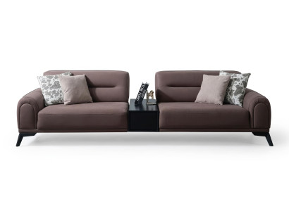 Sofa Garnitur 3-Sitzer Konsole Modern Braun Bequem Couch