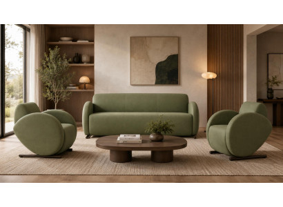 Stilvolle Grüne Couchgarnitur Edle Polstermöbel Exklusives Sofa Set