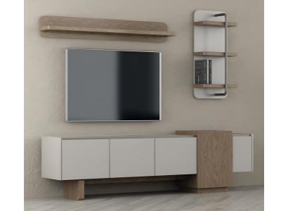 Moderne TV Wohnwand Holz Wohnzimmer Set Stauraum Luxus Möbel Design