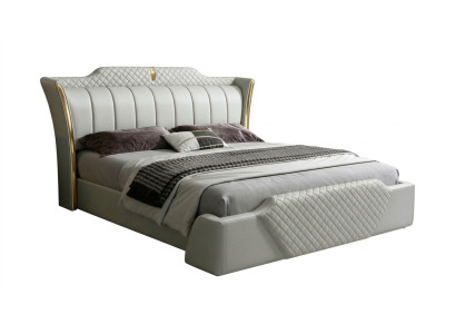Bett Doppelbett Polsterbett Grau Modern Elegant Stilvoll Luxus Edel