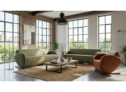 Bunte Polstergarnitur Exklusiver 3-Sitzer Designer Stoffsessel 3tlg