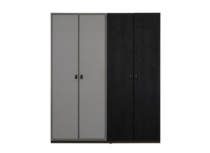 Schwarz-weißer Kleiderschrank Jugendschrank Holz Jugendzimmer modern