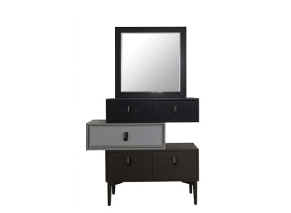 Schwarz-weiß-braune Kommode mit Spiegel modern Jugendkommode Jugendzimmer
