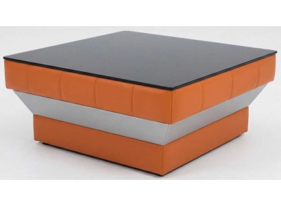 Couchtisch Orange Kunstleder Holz Modern Wohnzimmer Design