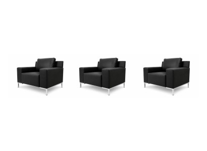 Schwarzer Sessel Set Exklusive Ledersessel Designer Wohnzimmer