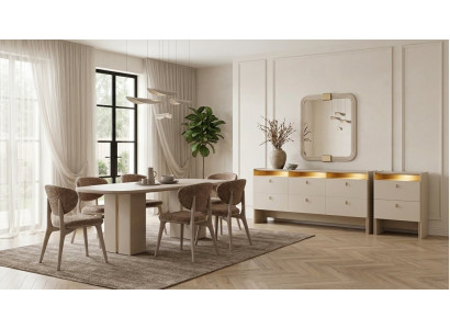 Modernes Esszimmer Set Esstisch 6 Stühle Sideboard Spiegel