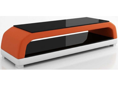 Orange TV Lowboard Kunstleder Holz Wohnmöbel Medienablage Modern